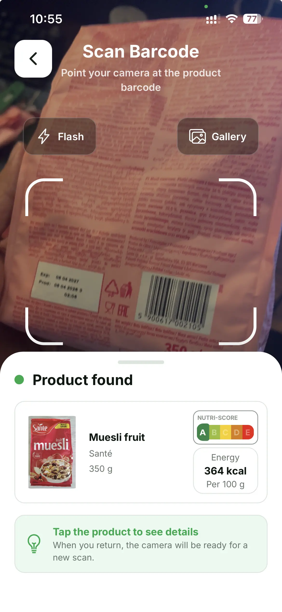 Kouka scanning a product barcode